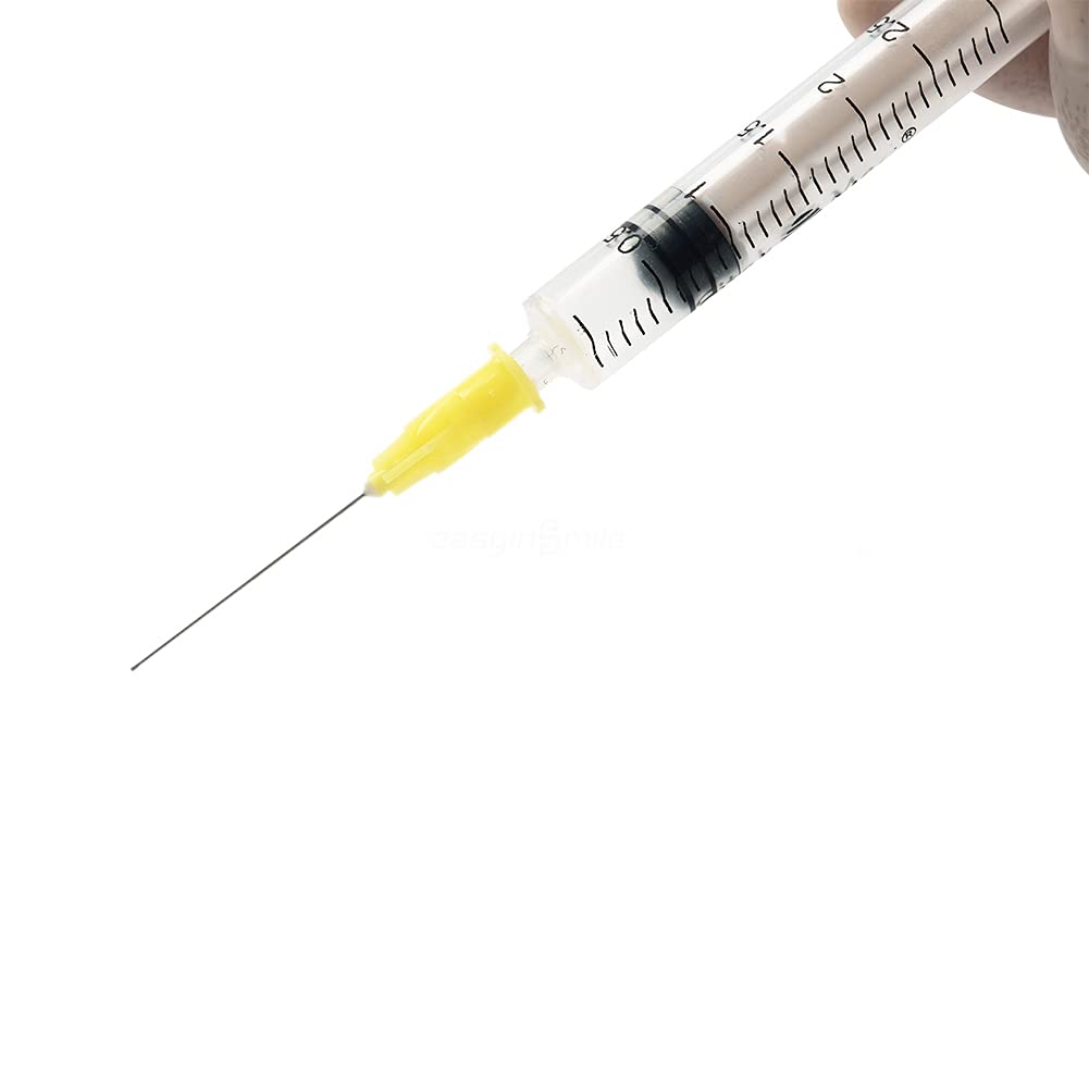 SNAWOP Dental Endo Irrigation Syringe Needle Tips 50PCS End-Closed Side Hole 23G/27G/30G (27G,Yellow)