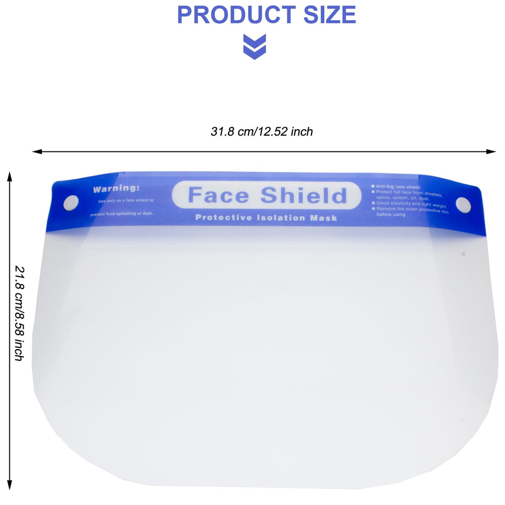 10 Pcs Face Shield Mask, Anti-Fog Clear Full Face Protection Shield, Reusable Plastic PPE Face Protection with Elastic Headband for Dental, Work & Daily Use