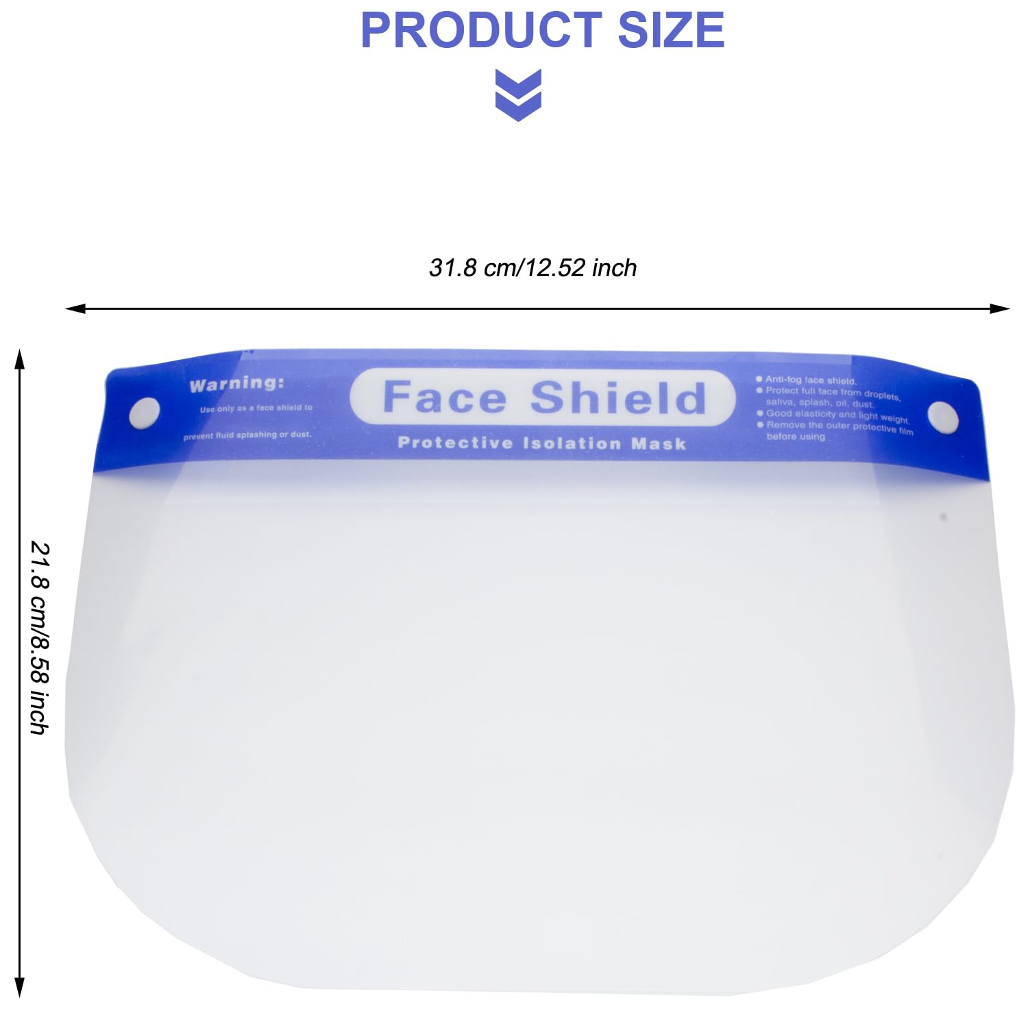 10 Pcs Face Shield Mask, Anti-Fog Clear Full Face Protection Shield, Reusable Plastic PPE Face Protection with Elastic Headband for Dental, Work & Daily Use