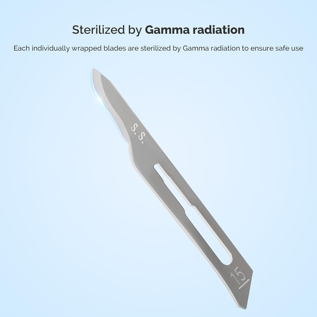 JMU 100pcs Disposable Sterile Surgical Scalpel Blades #15 | Individually Foil Wrapped, Stainless Steel Scalpel Blades