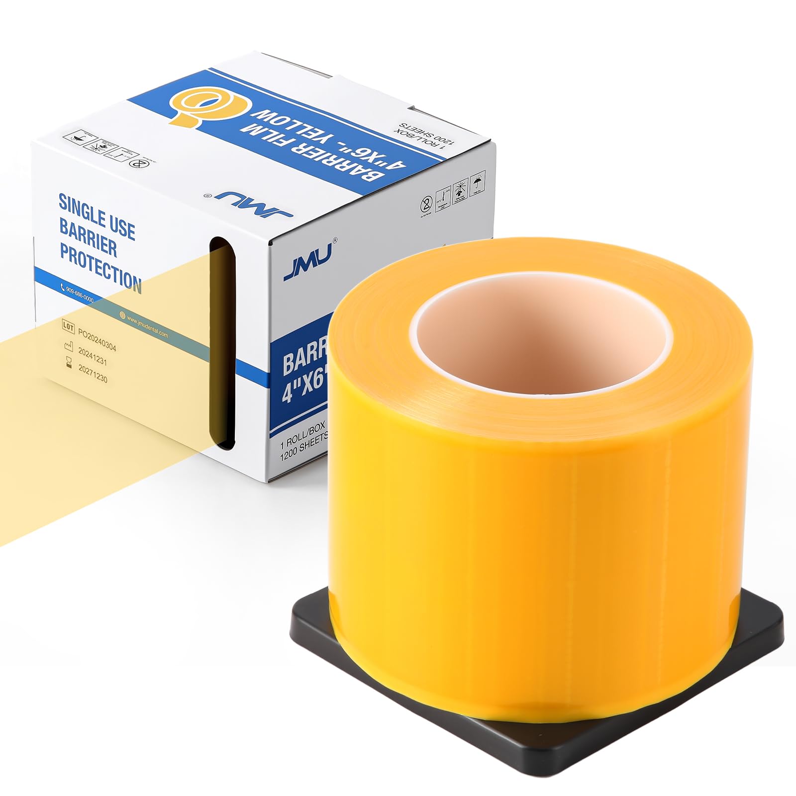 JMU Blue Barrier Film, Barrier Film Tattoo 4" x 6" Barrier Tape, Dental Barrier Film Roll (1 Rolls, 1200 Sheets)
