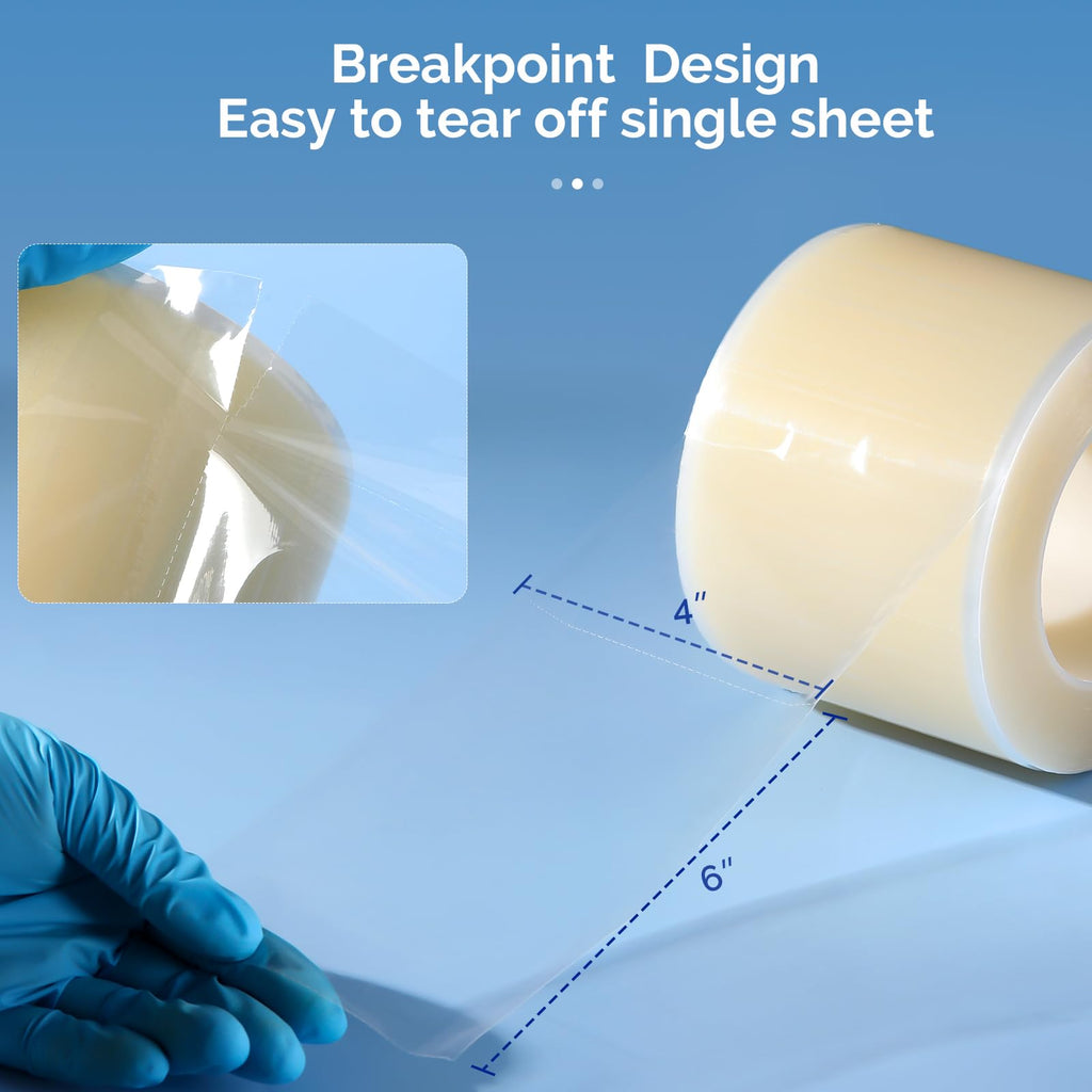 JMU Blue Barrier Film, Barrier Film Tattoo 4" x 6" Barrier Tape, Dental Barrier Film Roll (1 Rolls, 1200 Sheets)