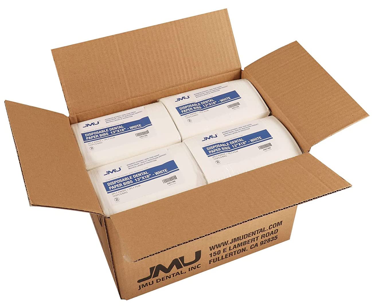 JMU Blue Dental Bibs 500, Dental Bibs Disposable, Tattoo Bibs 13" x 18" | 2-Ply Paper 1-Ply Film