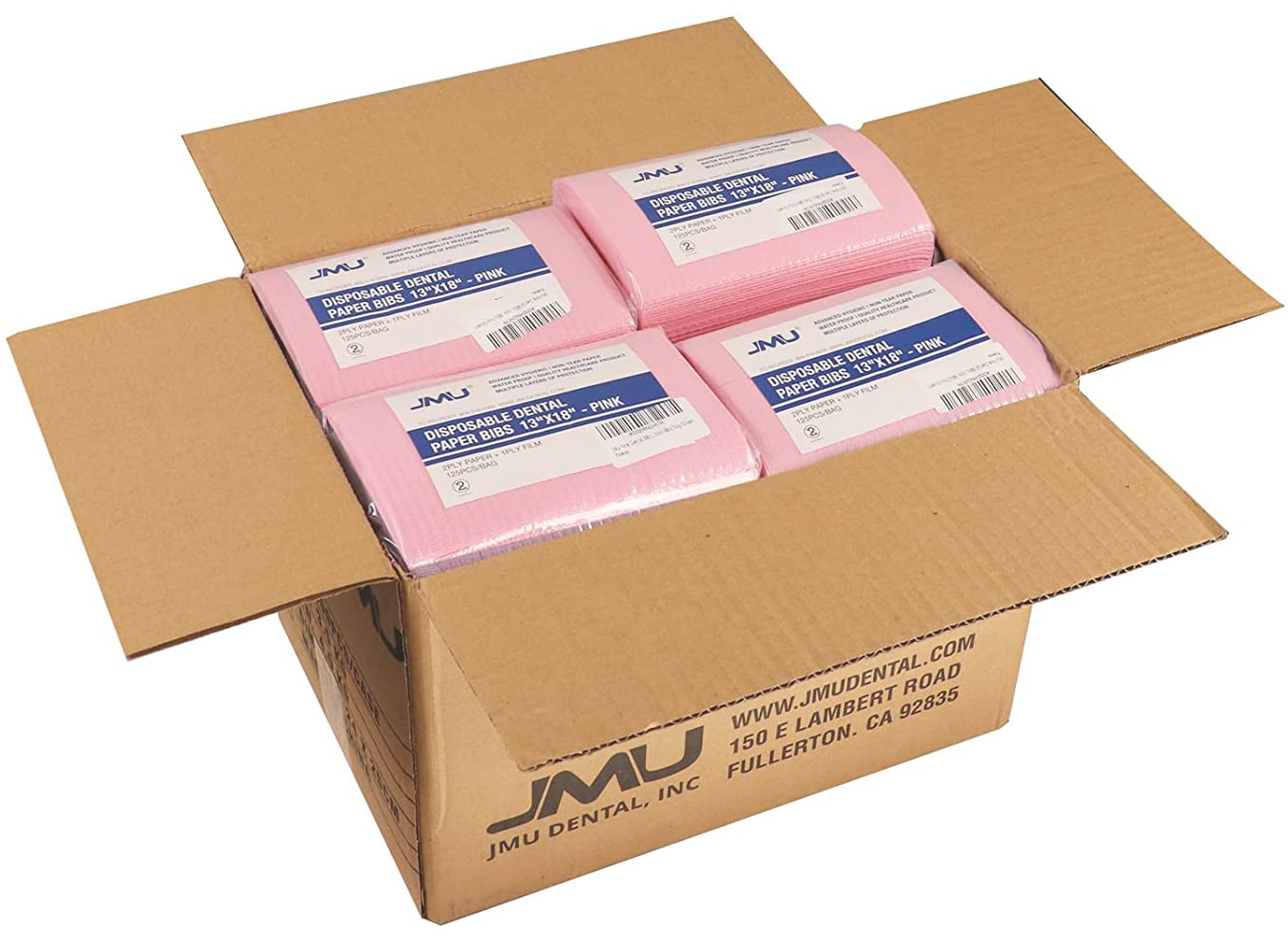 JMU Blue Dental Bibs 500, Dental Bibs Disposable, Tattoo Bibs 13" x 18" | 2-Ply Paper 1-Ply Film