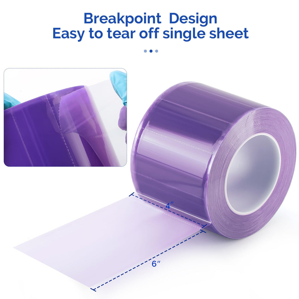 JMU Blue Barrier Film, Barrier Film Tattoo 4" x 6" Barrier Tape, Dental Barrier Film Roll (1 Rolls, 1200 Sheets)