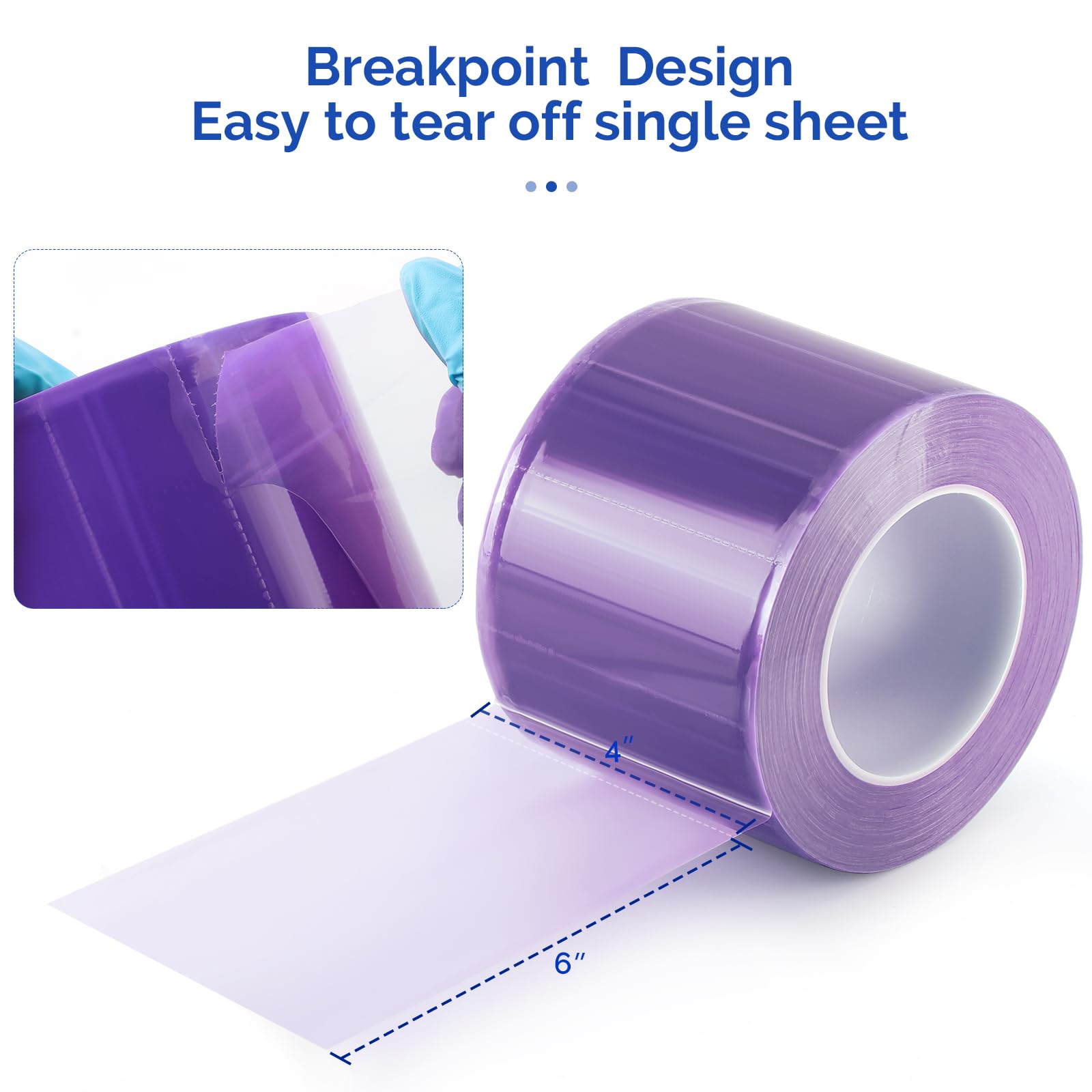 JMU Blue Barrier Film, Barrier Film Tattoo 4" x 6" Barrier Tape, Dental Barrier Film Roll (1 Rolls, 1200 Sheets)