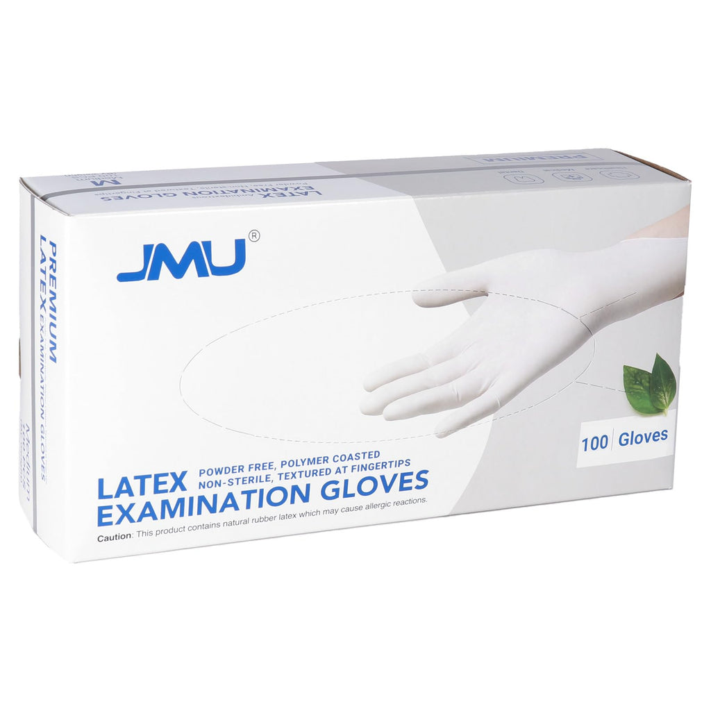 JMU Latex Gloves, Extra Thick 5 Mil Medical Exam Gloves, Powder Free, XS/S/M/L/XL, 100 Count/1000 Count