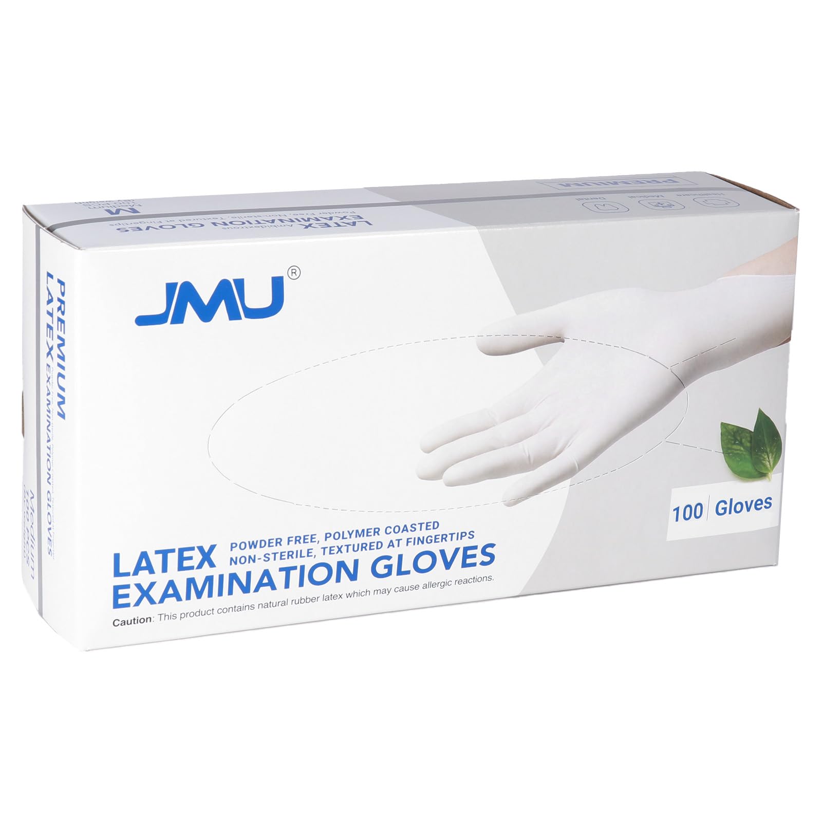 JMU Latex Gloves, Extra Thick 5 Mil Medical Exam Gloves, Powder Free, XS/S/M/L/XL, 100 Count/1000 Count