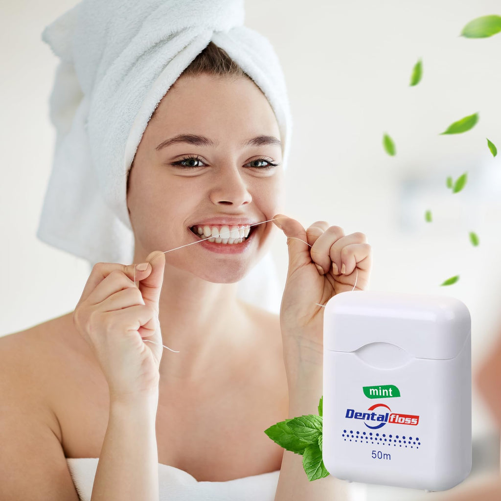 Geiserailie 72 Pack Dental Floss Bulk Mint Flavored 50m Each Travel Dental Floss Waxed Oral Care for Teeth Protection(Multicolor)