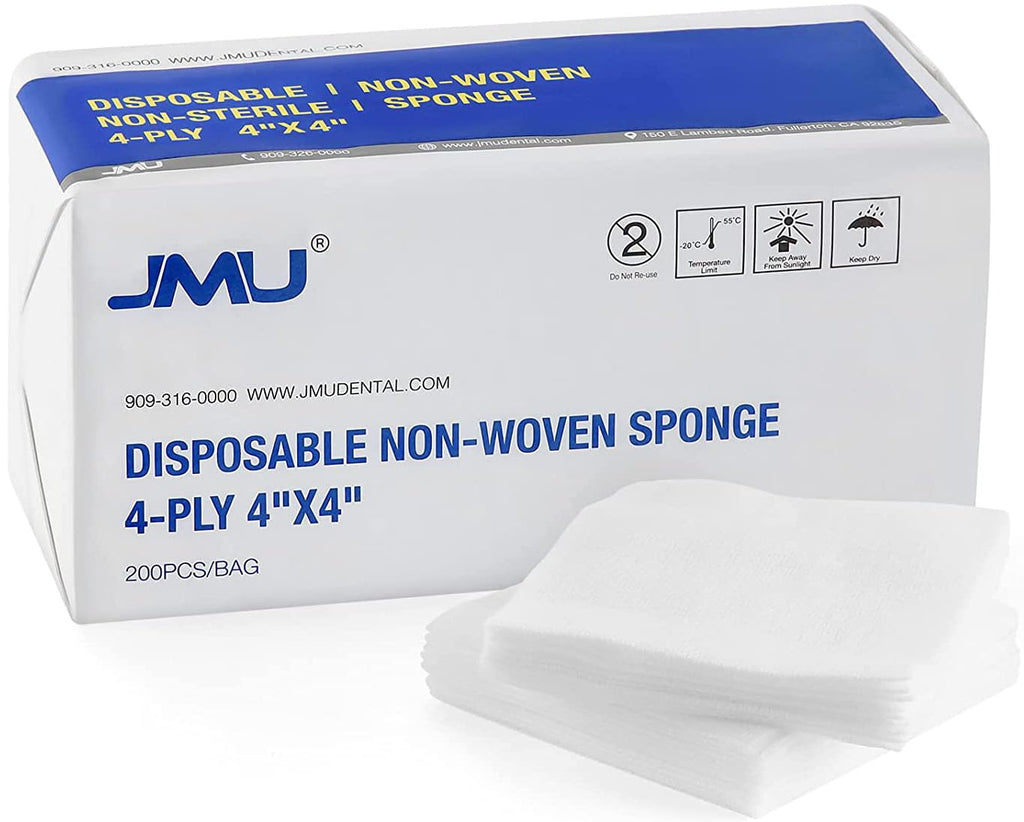 JMU 1000 Gauze Pads 2x2, Sponge Non-Woven 4-Ply Non-Sterile Dental Pads All Purpose Gauze