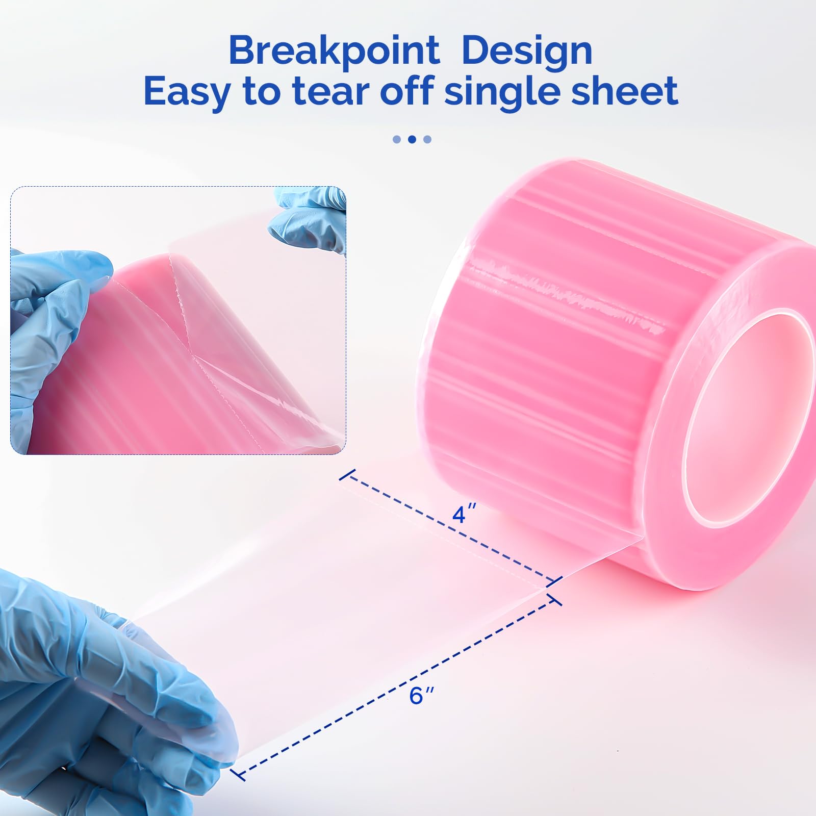 JMU Blue Barrier Film, Barrier Film Tattoo 4" x 6" Barrier Tape, Dental Barrier Film Roll (1 Rolls, 1200 Sheets)