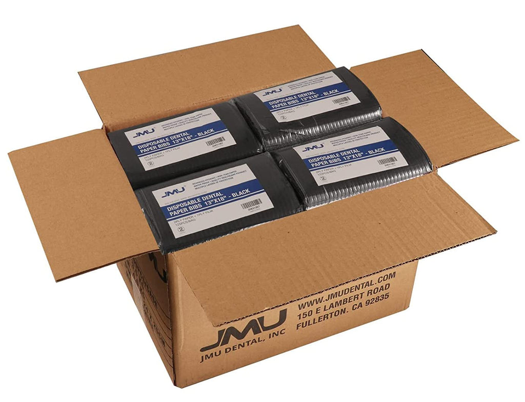JMU Blue Dental Bibs 500, Dental Bibs Disposable, Tattoo Bibs 13" x 18" | 2-Ply Paper 1-Ply Film