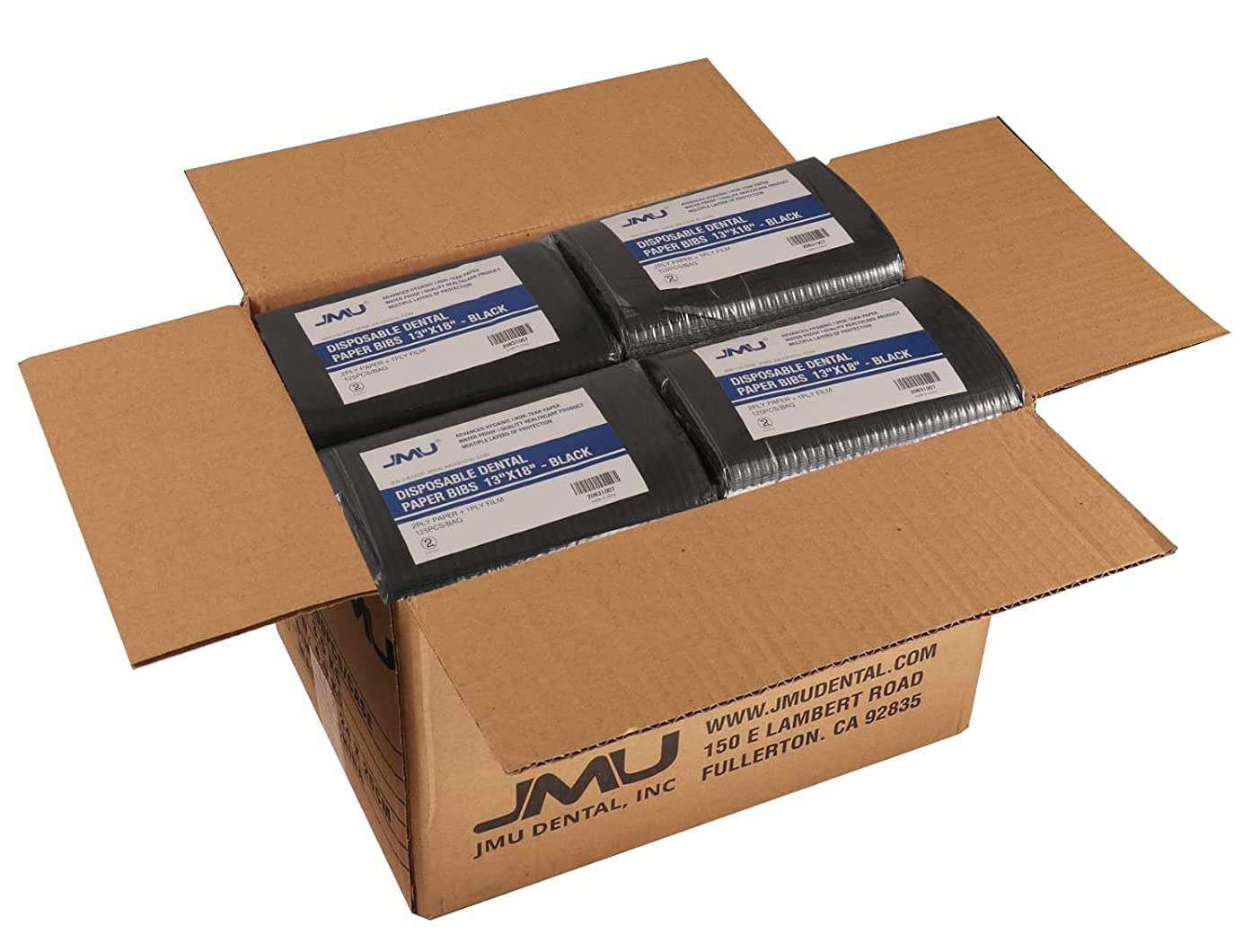 JMU Blue Dental Bibs 500, Dental Bibs Disposable, Tattoo Bibs 13" x 18" | 2-Ply Paper 1-Ply Film
