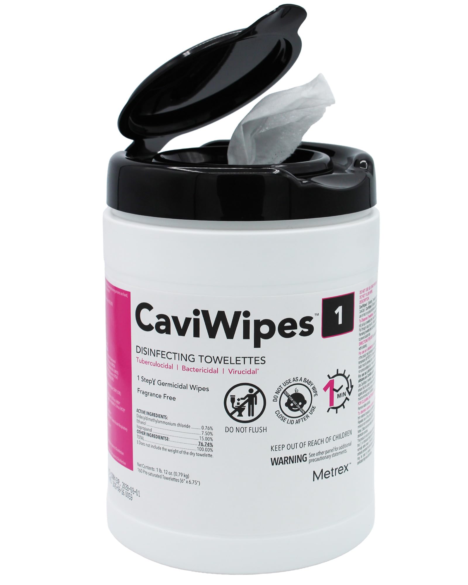 Metrex CaviWipes1 Disinfecting Wipes, 6x6.75 In, 160 Ct, 12-Pack | Unscented, Bleach-Free Wipes, Regular Everyday Cleaning Routines, Healthcare and Laboratory Settings