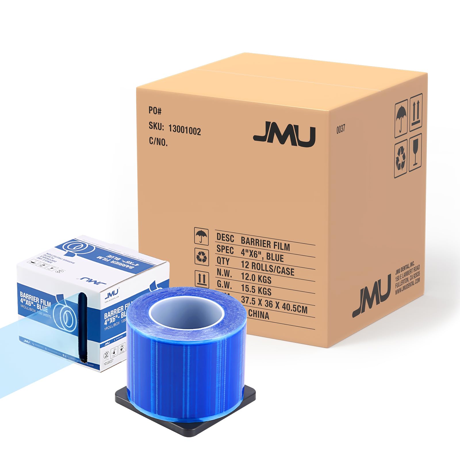 JMU Blue Barrier Film, Barrier Film Tattoo 4" x 6" Barrier Tape, Dental Barrier Film Roll (1 Rolls, 1200 Sheets)