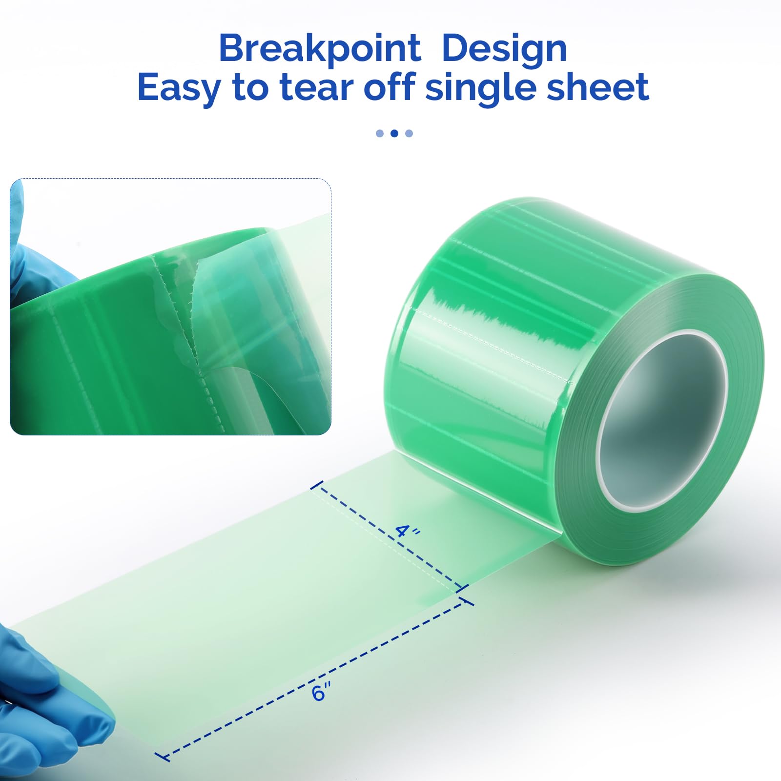 JMU Blue Barrier Film, Barrier Film Tattoo 4" x 6" Barrier Tape, Dental Barrier Film Roll (1 Rolls, 1200 Sheets)