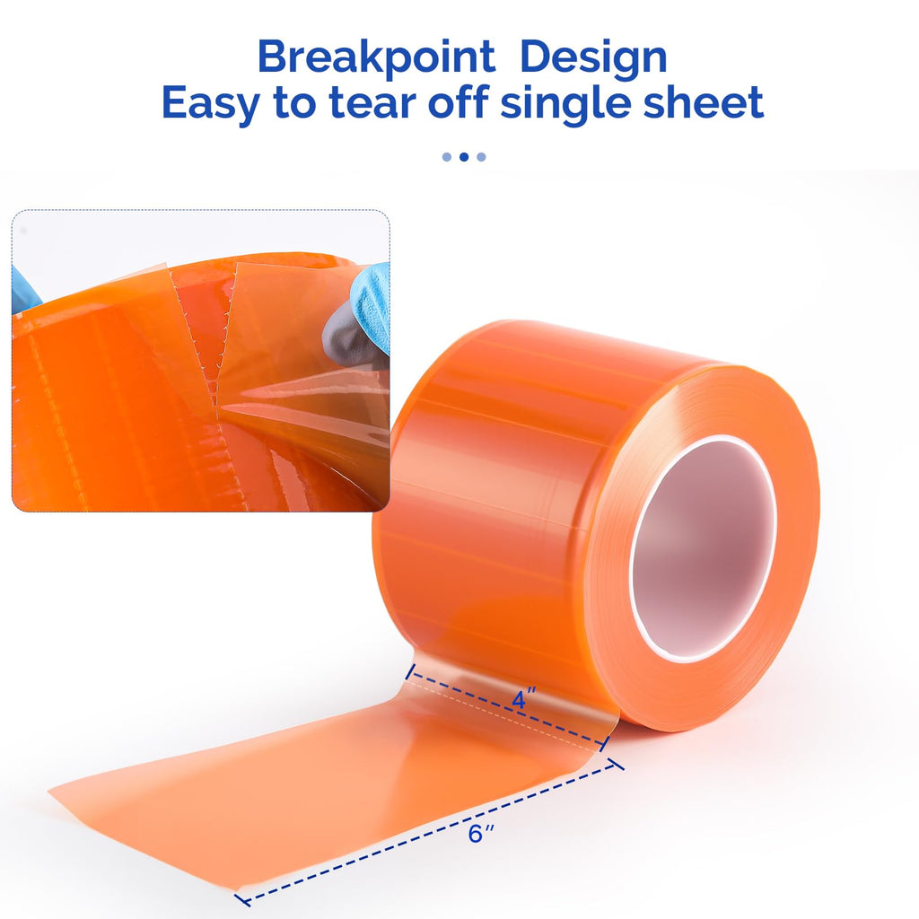 JMU Blue Barrier Film, Barrier Film Tattoo 4" x 6" Barrier Tape, Dental Barrier Film Roll (1 Rolls, 1200 Sheets)