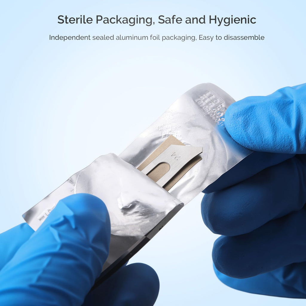 JMU 100pcs Disposable Sterile Surgical Scalpel Blades #15 | Individually Foil Wrapped, Stainless Steel Scalpel Blades