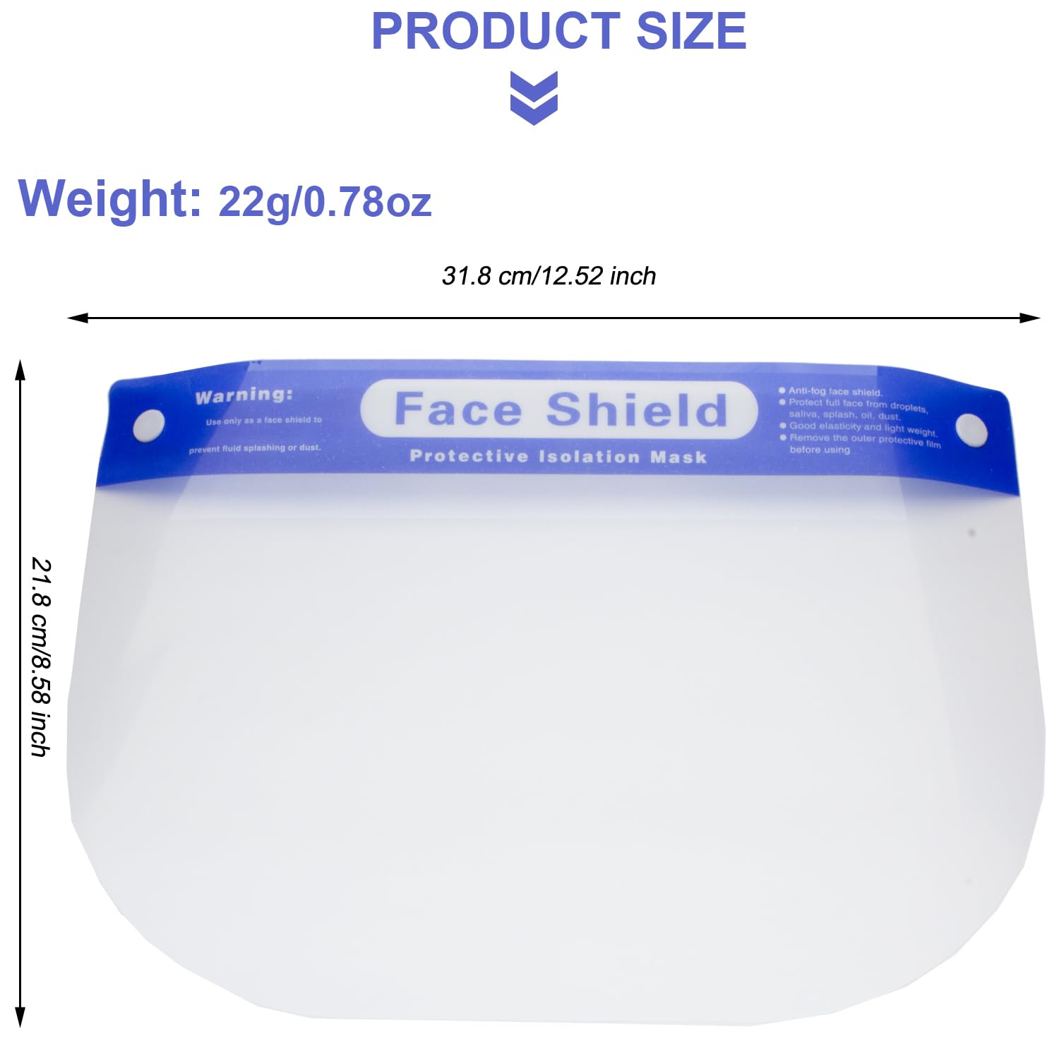 10 Pcs Face Shield Mask, Anti-Fog Clear Full Face Protection Shield, Reusable Plastic PPE Face Protection with Elastic Headband for Dental, Work & Daily Use