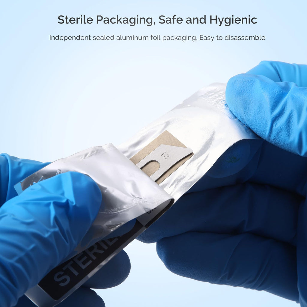 JMU 100pcs Disposable Sterile Surgical Scalpel Blades #15 | Individually Foil Wrapped, Stainless Steel Scalpel Blades
