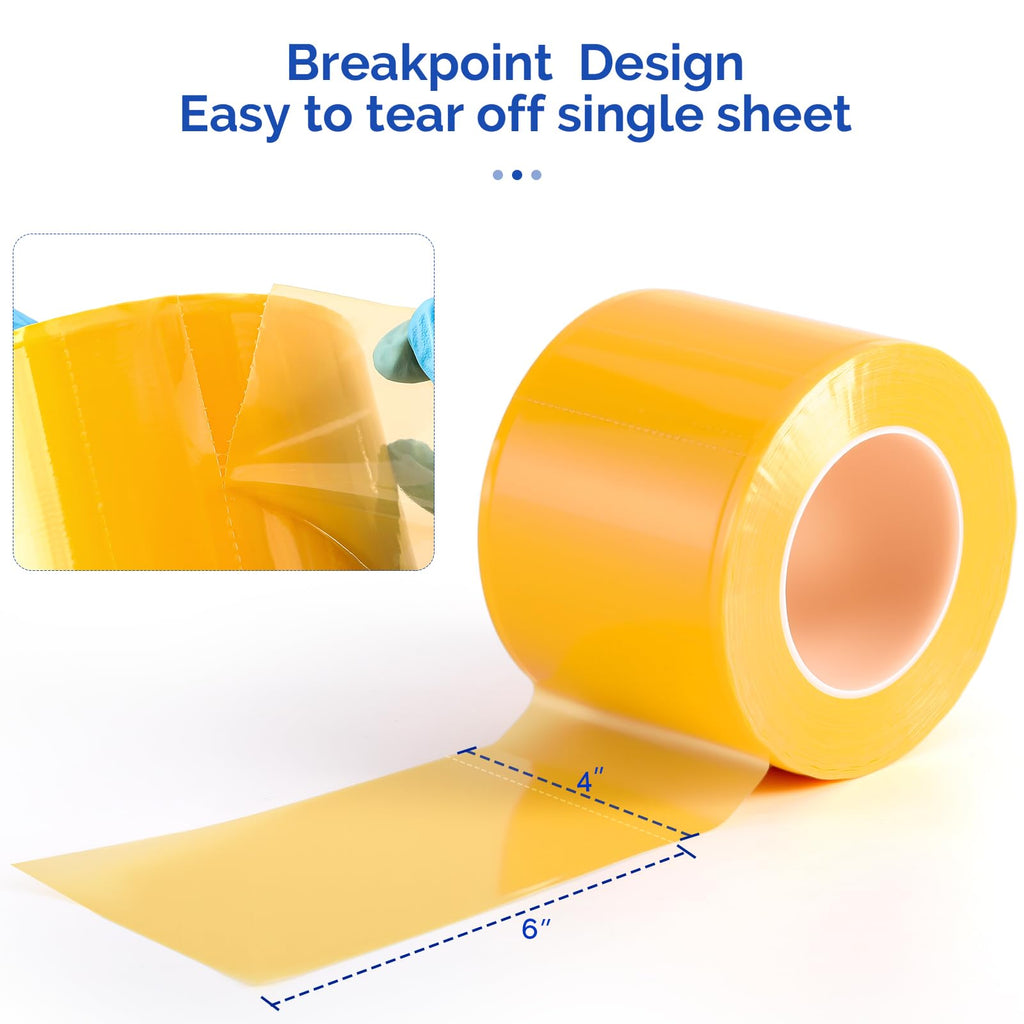 JMU Blue Barrier Film, Barrier Film Tattoo 4" x 6" Barrier Tape, Dental Barrier Film Roll (1 Rolls, 1200 Sheets)