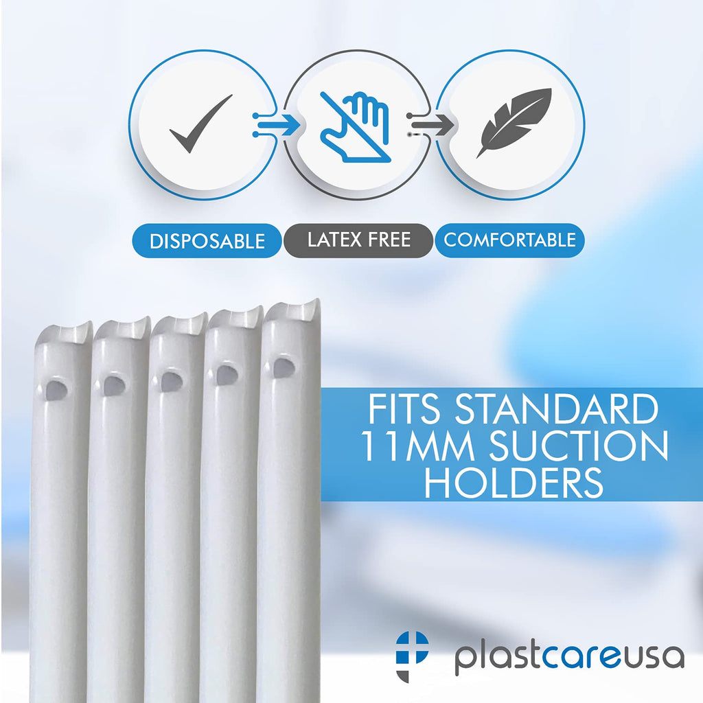 High Volume Evacuator HVE Tips - 100 HVE Suction Tips Dental Disposable - Vented Evacuation Aspirator Tips with Smooth Edges (White - 100 Pack) by PlastCare USA