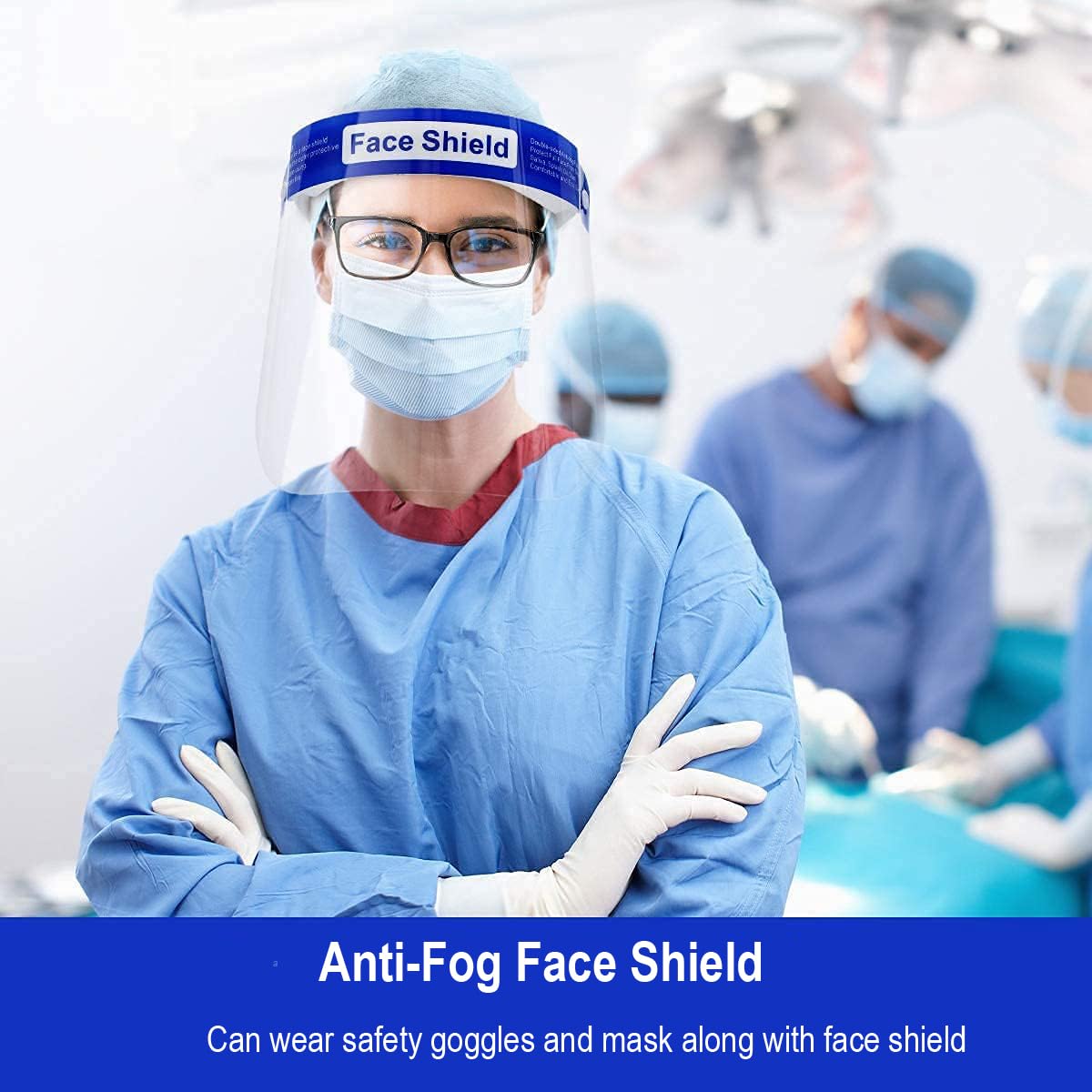 10 Pcs Face Shield Mask, Anti-Fog Clear Full Face Protection Shield, Reusable Plastic PPE Face Protection with Elastic Headband for Dental, Work & Daily Use