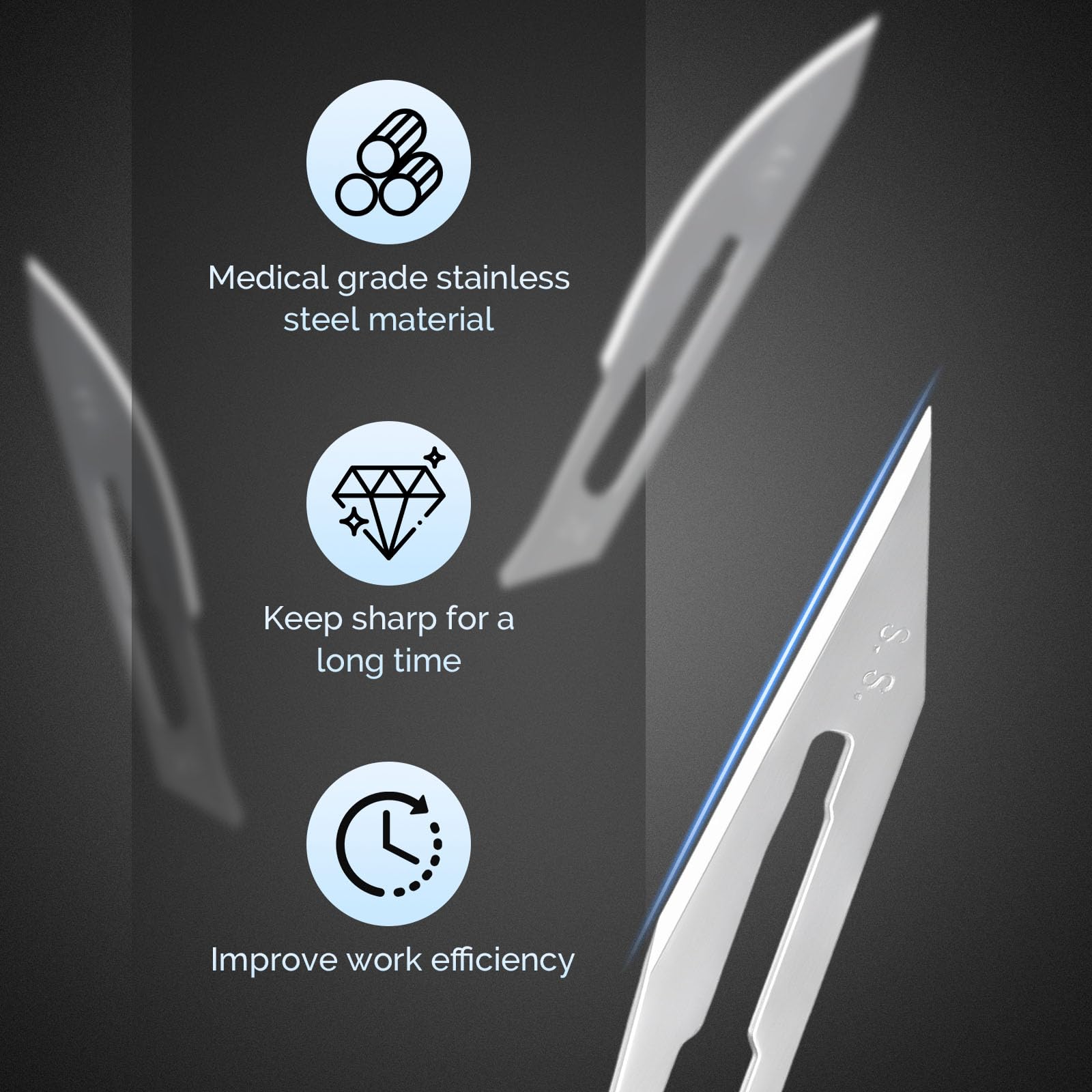 JMU 100pcs Disposable Sterile Surgical Scalpel Blades #15 | Individually Foil Wrapped, Stainless Steel Scalpel Blades
