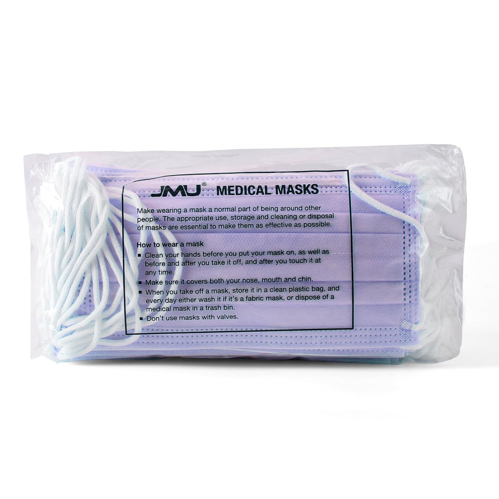 JMU Level 3 Disposable Face Mask 4-Ply for Adult, Medical Grade, ≥98% Filtration, Breathable & Comfortable, 50 Pack