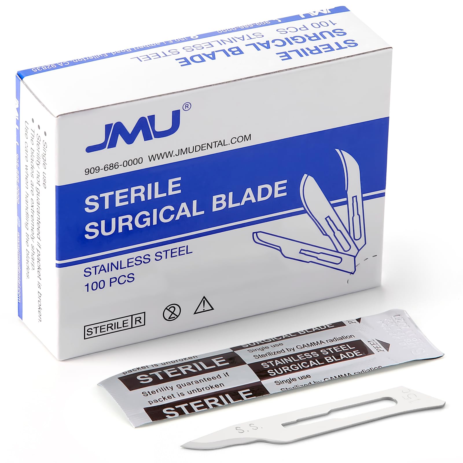 JMU 100pcs Disposable Sterile Surgical Scalpel Blades #15 | Individually Foil Wrapped, Stainless Steel Scalpel Blades