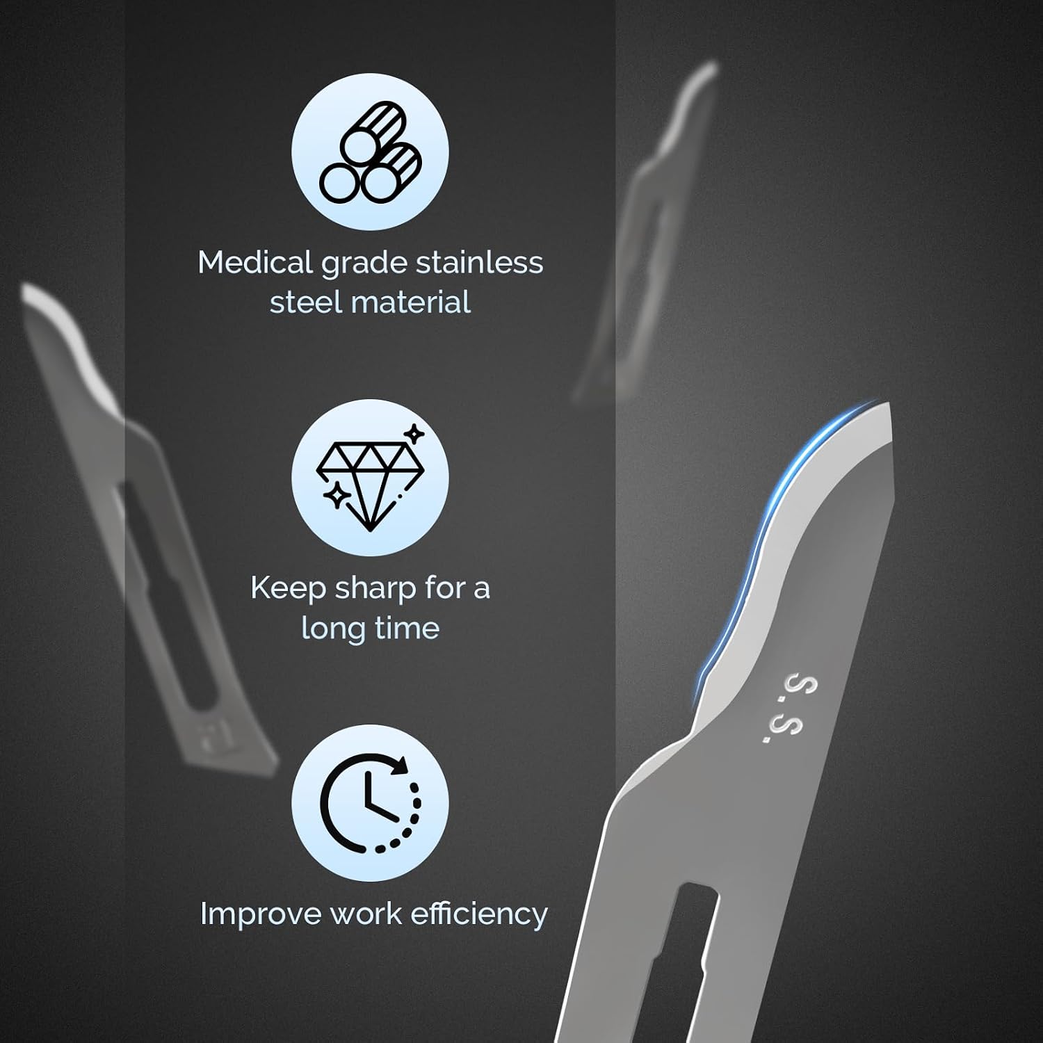 JMU 100pcs Disposable Sterile Surgical Scalpel Blades #15 | Individually Foil Wrapped, Stainless Steel Scalpel Blades