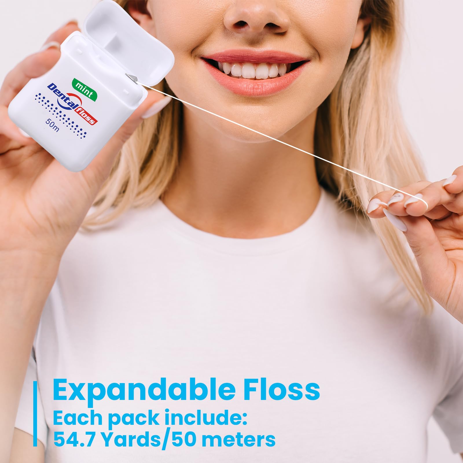 Geiserailie 72 Pack Dental Floss Bulk Mint Flavored 50m Each Travel Dental Floss Waxed Oral Care for Teeth Protection(Multicolor)