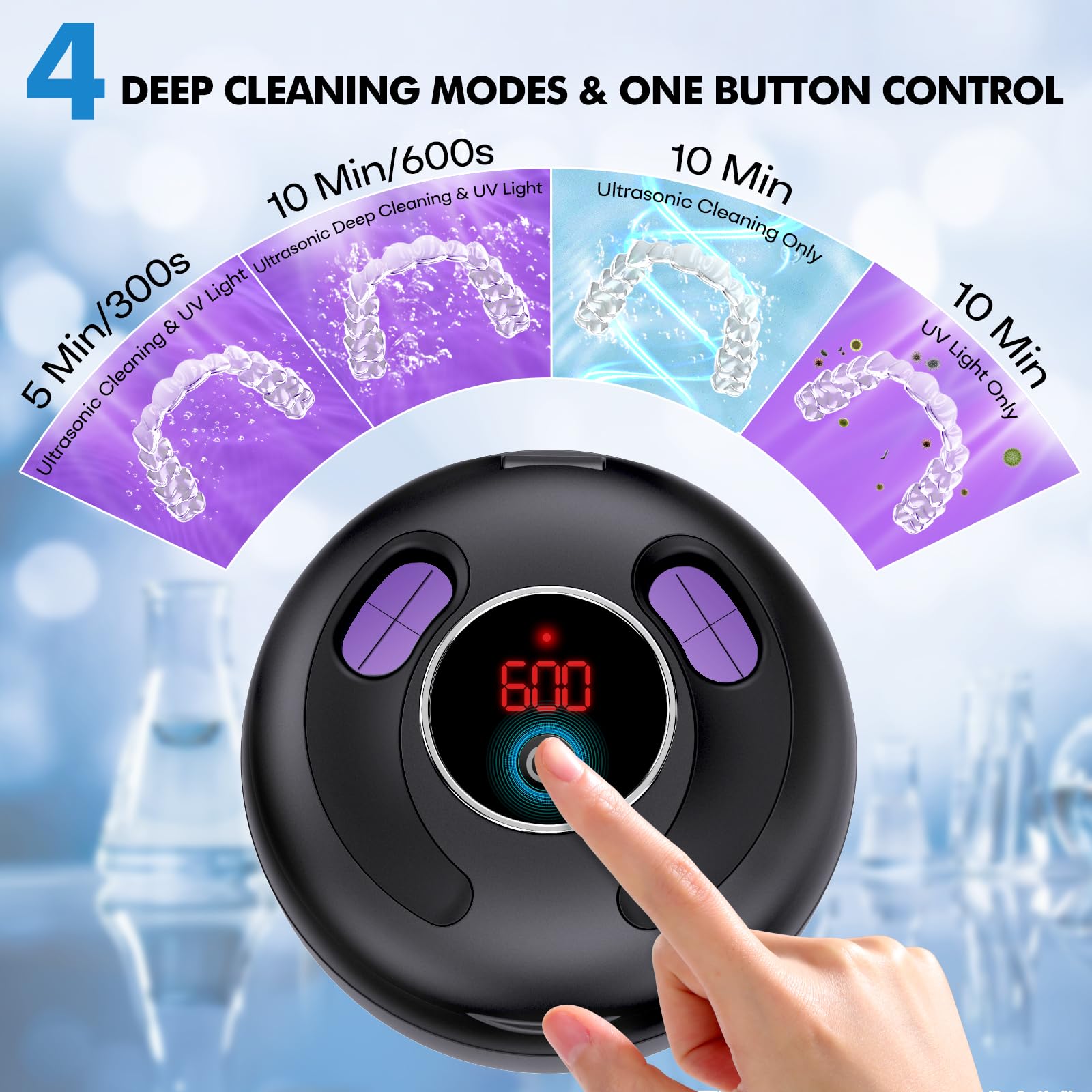 Upgraded Ultrasonic Retainer Cleaner Machine, 45kHz Ultrasonic Dentures Cleaner for Night Guards, Braces, Aligner, Toothbrush, Jewelry and More, 200ML Capacity, White