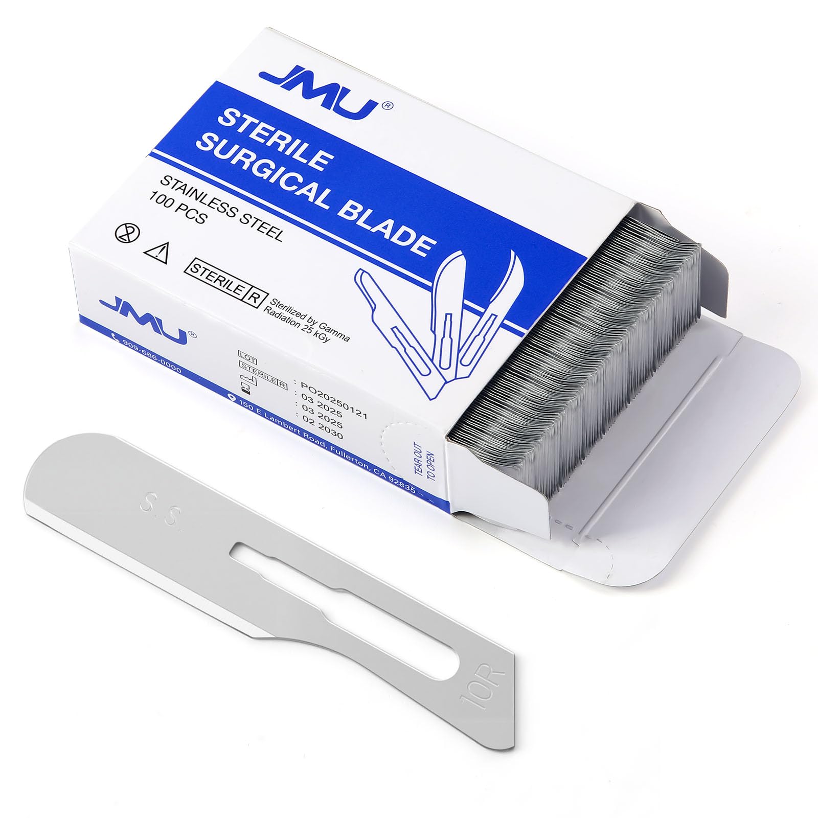 JMU 100pcs Disposable Sterile Surgical Scalpel Blades #15 | Individually Foil Wrapped, Stainless Steel Scalpel Blades