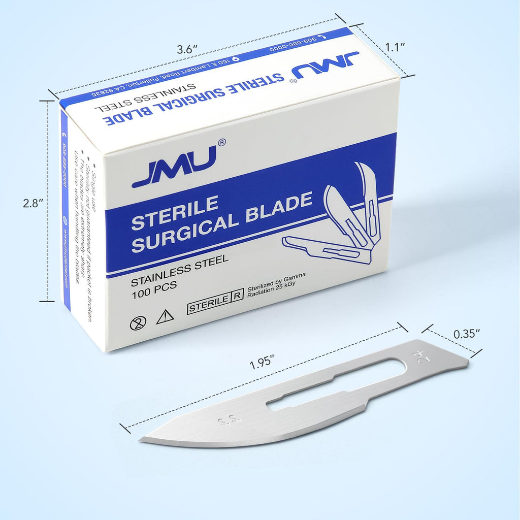 JMU 100pcs Disposable Sterile Surgical Scalpel Blades #15 | Individually Foil Wrapped, Stainless Steel Scalpel Blades