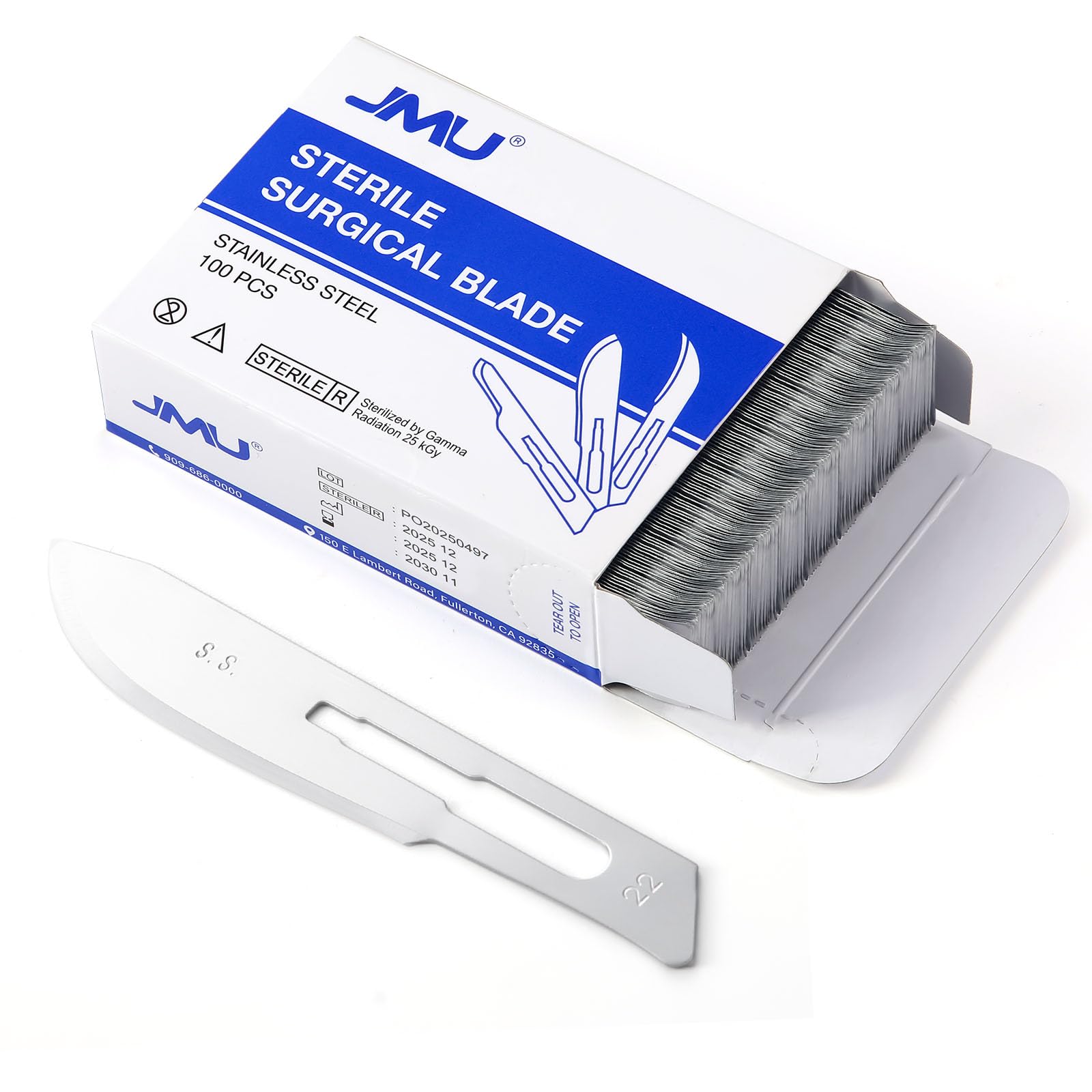 JMU 100pcs Disposable Sterile Surgical Scalpel Blades #15 | Individually Foil Wrapped, Stainless Steel Scalpel Blades