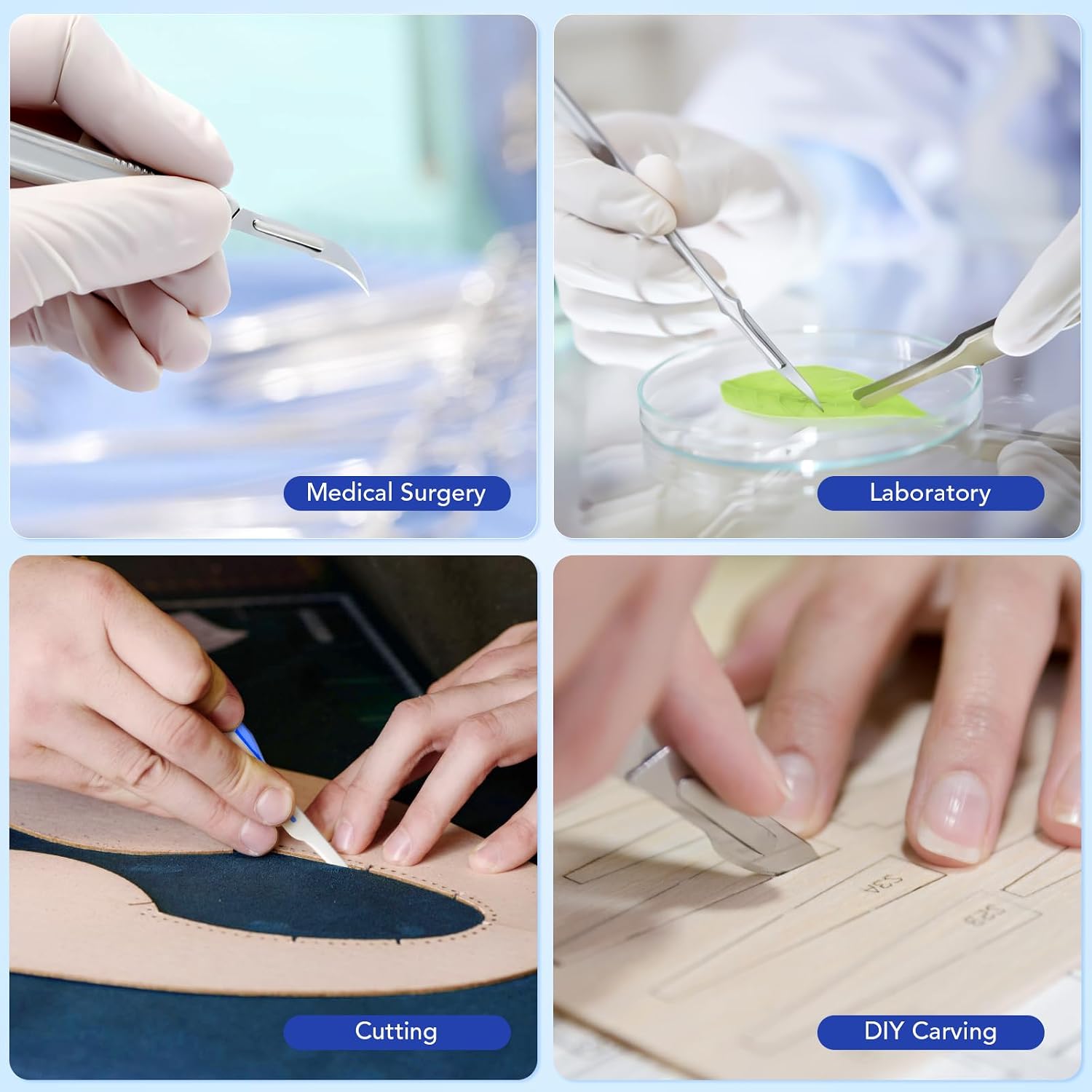 JMU 100pcs Disposable Sterile Surgical Scalpel Blades #15 | Individually Foil Wrapped, Stainless Steel Scalpel Blades
