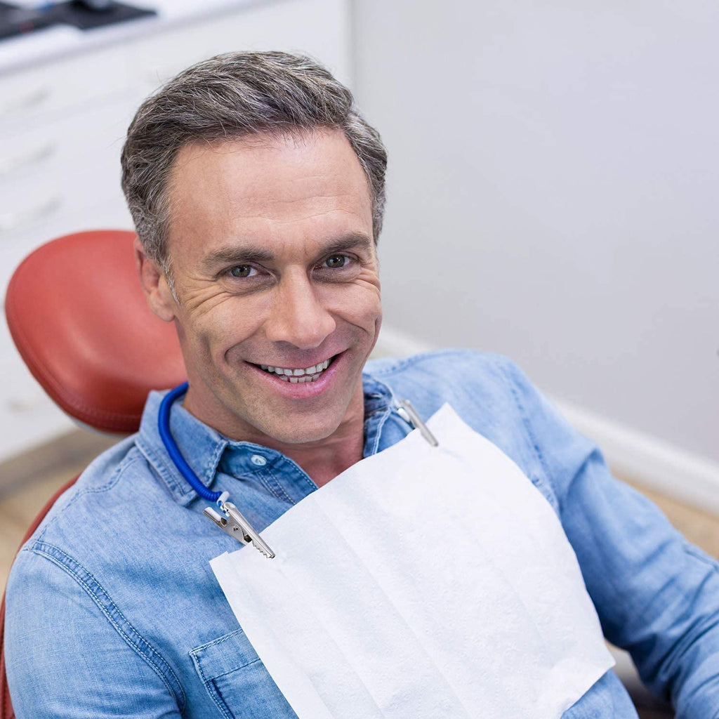 JMU Blue Dental Bibs 500, Dental Bibs Disposable, Tattoo Bibs 13" x 18" | 2-Ply Paper 1-Ply Film
