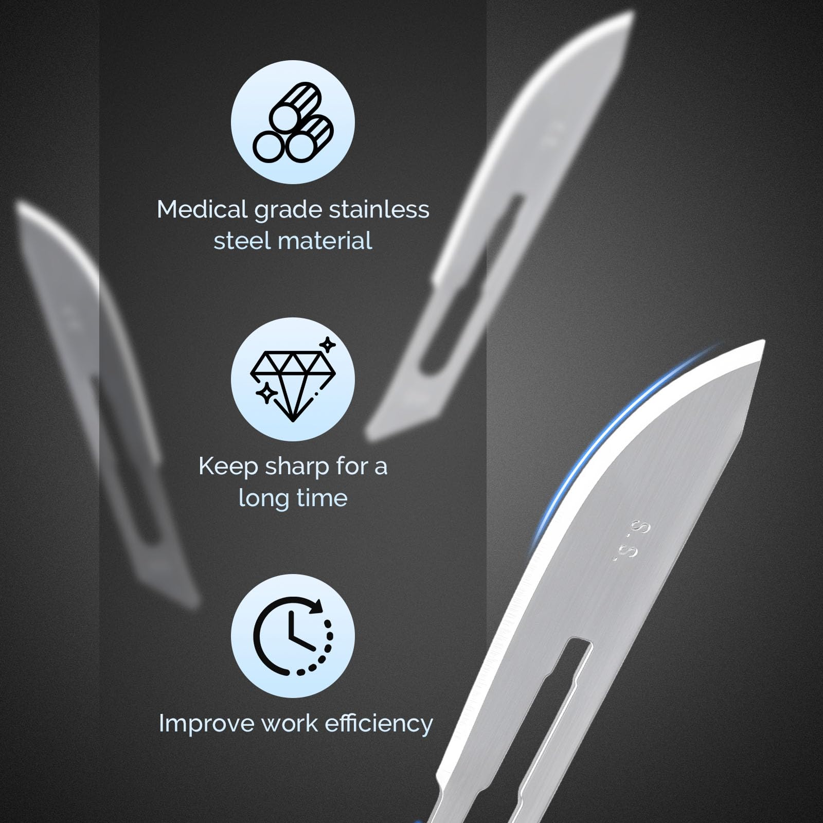 JMU 100pcs Disposable Sterile Surgical Scalpel Blades #15 | Individually Foil Wrapped, Stainless Steel Scalpel Blades