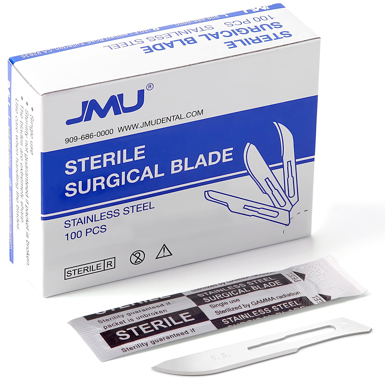 JMU 100pcs Disposable Sterile Surgical Scalpel Blades #15 | Individually Foil Wrapped, Stainless Steel Scalpel Blades