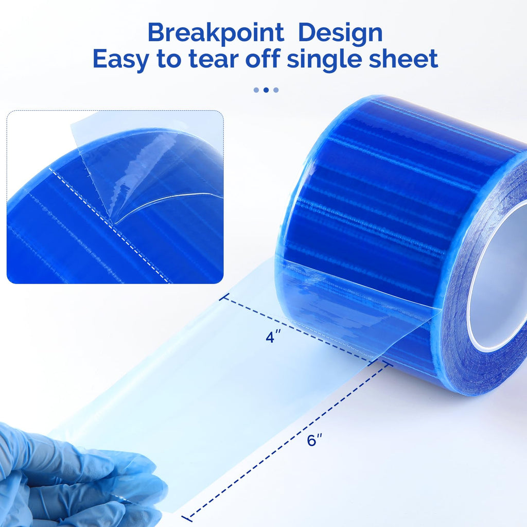 JMU Blue Barrier Film, Barrier Film Tattoo 4" x 6" Barrier Tape, Dental Barrier Film Roll (1 Rolls, 1200 Sheets)