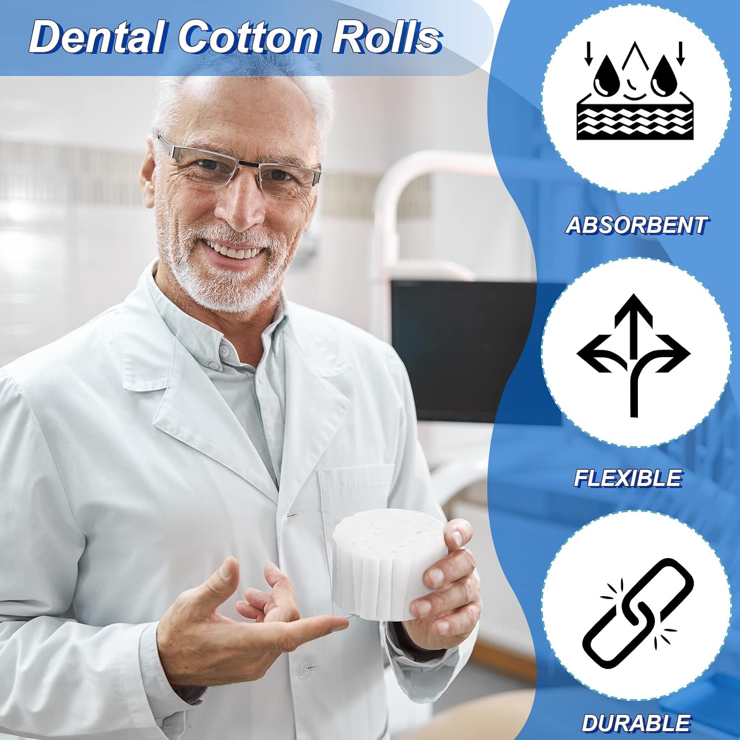 1000 Counts Dental Gauze Rolls Cottons Pads Good Absorbent Nose Plugs Flexible Dental Cotton Rolls Swabs Ball for Dentists Kids Adults Nosebleed Mouth Gauze Accessories, 1.5 Inch