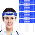 10 Pcs Face Shield Mask, Anti-Fog Clear Full Face Protection Shield, Reusable Plastic PPE Face Protection with Elastic Headband for Dental, Work & Daily Use