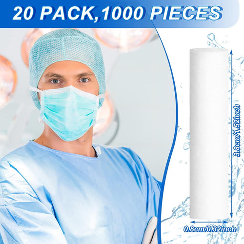 1000 Counts Dental Gauze Rolls Cottons Pads Good Absorbent Nose Plugs Flexible Dental Cotton Rolls Swabs Ball for Dentists Kids Adults Nosebleed Mouth Gauze Accessories, 1.5 Inch