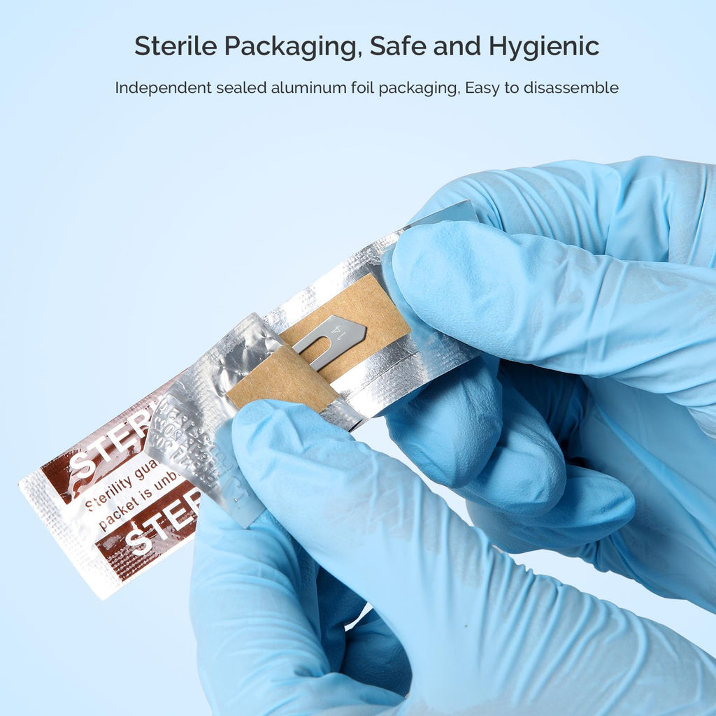 JMU 100pcs Disposable Sterile Surgical Scalpel Blades #15 | Individually Foil Wrapped, Stainless Steel Scalpel Blades