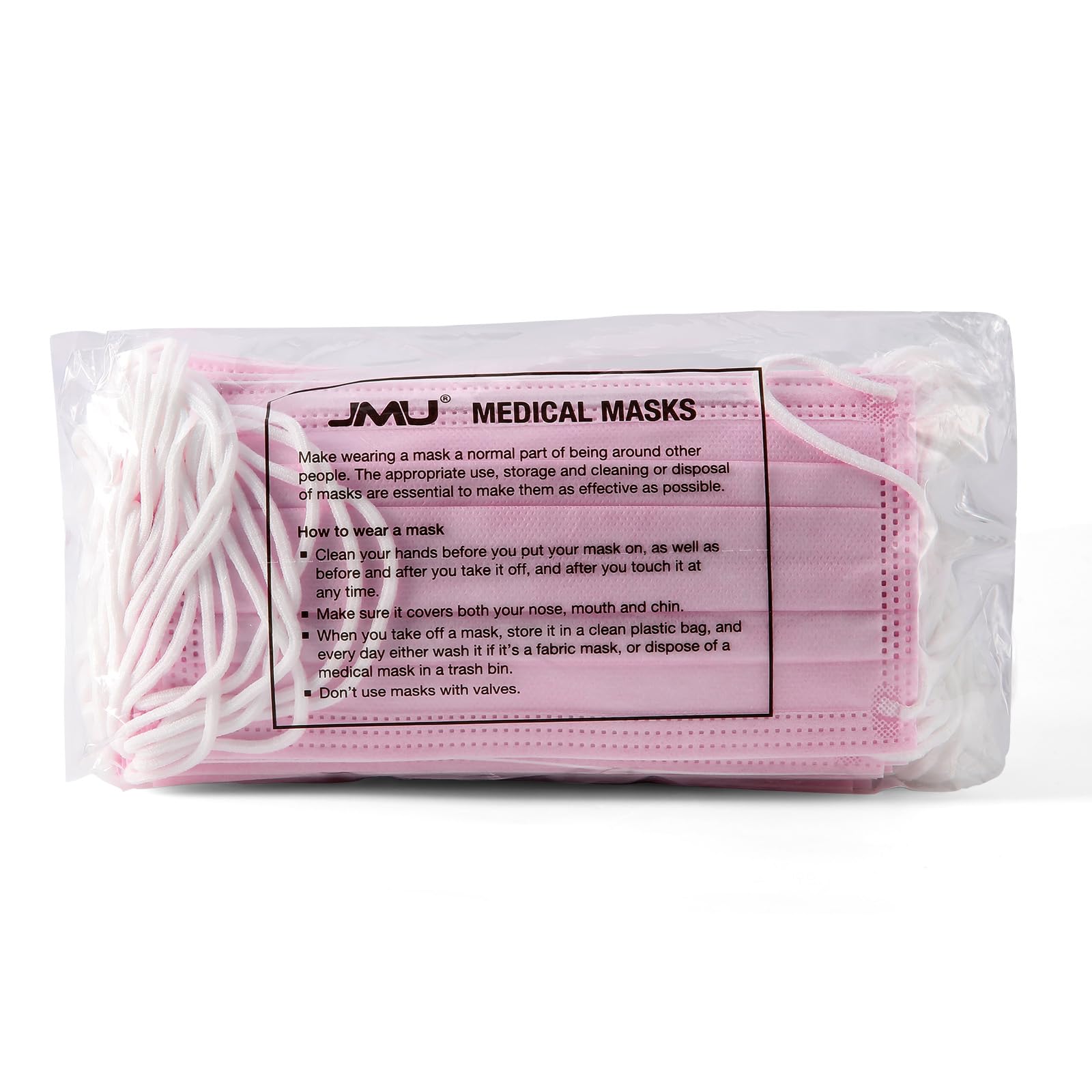 JMU Level 3 Disposable Face Mask 4-Ply for Adult, Medical Grade, ≥98% Filtration, Breathable & Comfortable, 50 Pack