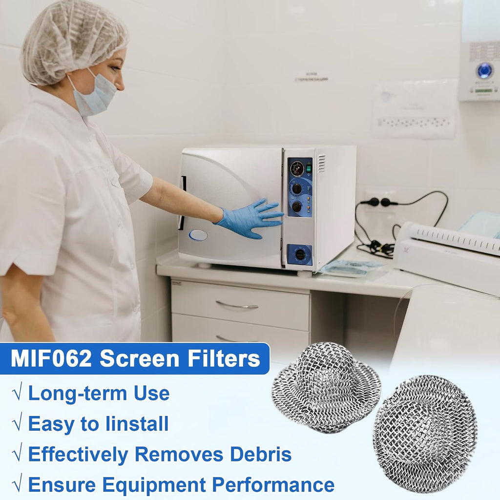 2 Pack MIF062 Fill/Vent Mesh Chamber Filter Compatible with Midmark, MIF062 Screen Filter Replacement M9/M9D, M11/M1D,1730E, 1730EK, 1730M, MIK072, MIK080