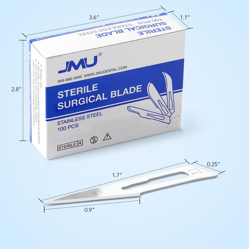 JMU 100pcs Disposable Sterile Surgical Scalpel Blades #15 | Individually Foil Wrapped, Stainless Steel Scalpel Blades
