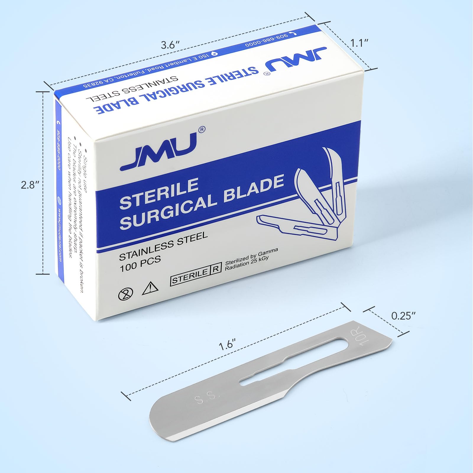 JMU 100pcs Disposable Sterile Surgical Scalpel Blades #15 | Individually Foil Wrapped, Stainless Steel Scalpel Blades