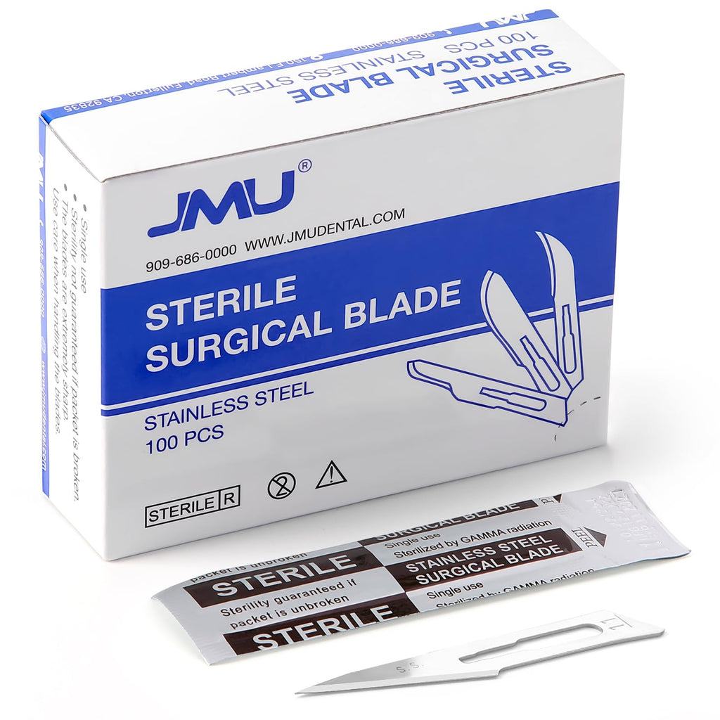 JMU 100pcs Disposable Sterile Surgical Scalpel Blades #15 | Individually Foil Wrapped, Stainless Steel Scalpel Blades
